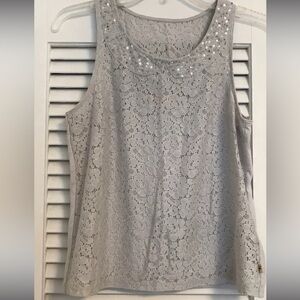 Hollister Light Gray Lace Tank Top size small